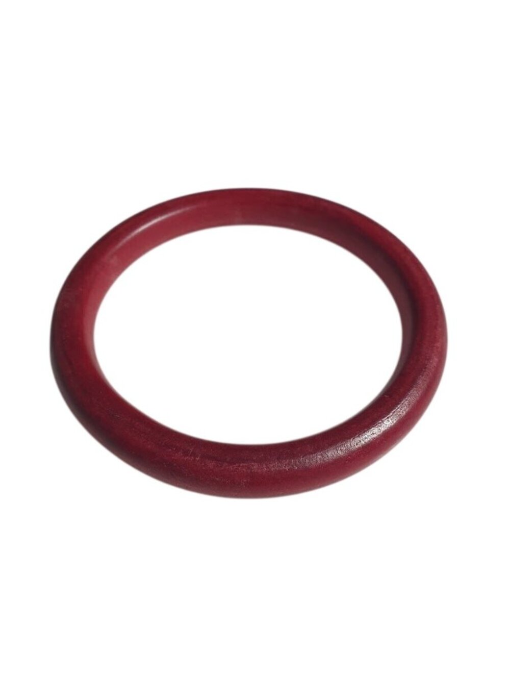 Vintage Maroon Wood Bangle Bracelet Round Lightweight Women Layered Jewelry Gift